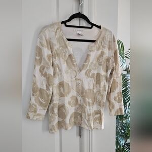 Sarah Spencer Silk -Gold, Cream and Tan Button Down Cardigan